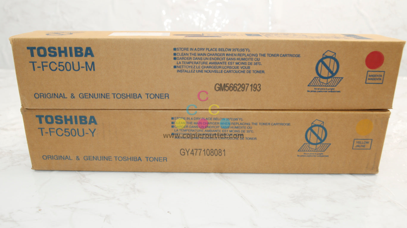 2 Open OEM Toshiba eSTUDIO 2555C/3055C Toner Cart. T-FC50U Magenta & Yellow