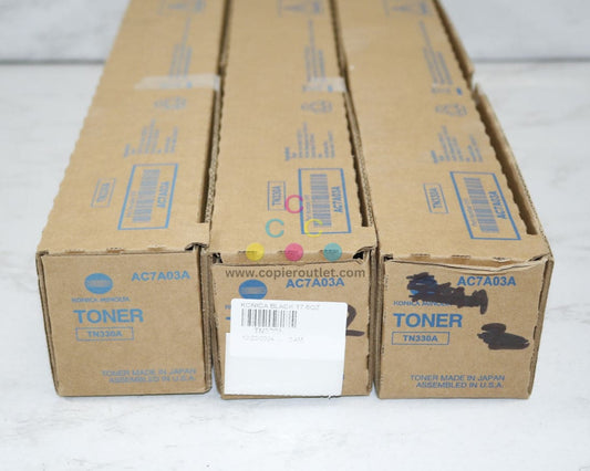 3 New OEM Konica Minolta bizhub 300i,360i Black Toner Cartridges TN330A, AC7A030
