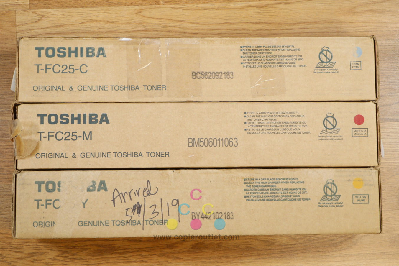 Cosmetic Genuine Toshiba T-FC25 CMY Toner Carts eSTUDIO 2040C 2540C 3040C 4540C!