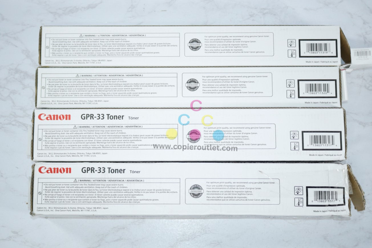 4 OEM Canon iRUNNER C7055,C7065,C7260,C7270 GPR-33 MYKK Toner Cartridges