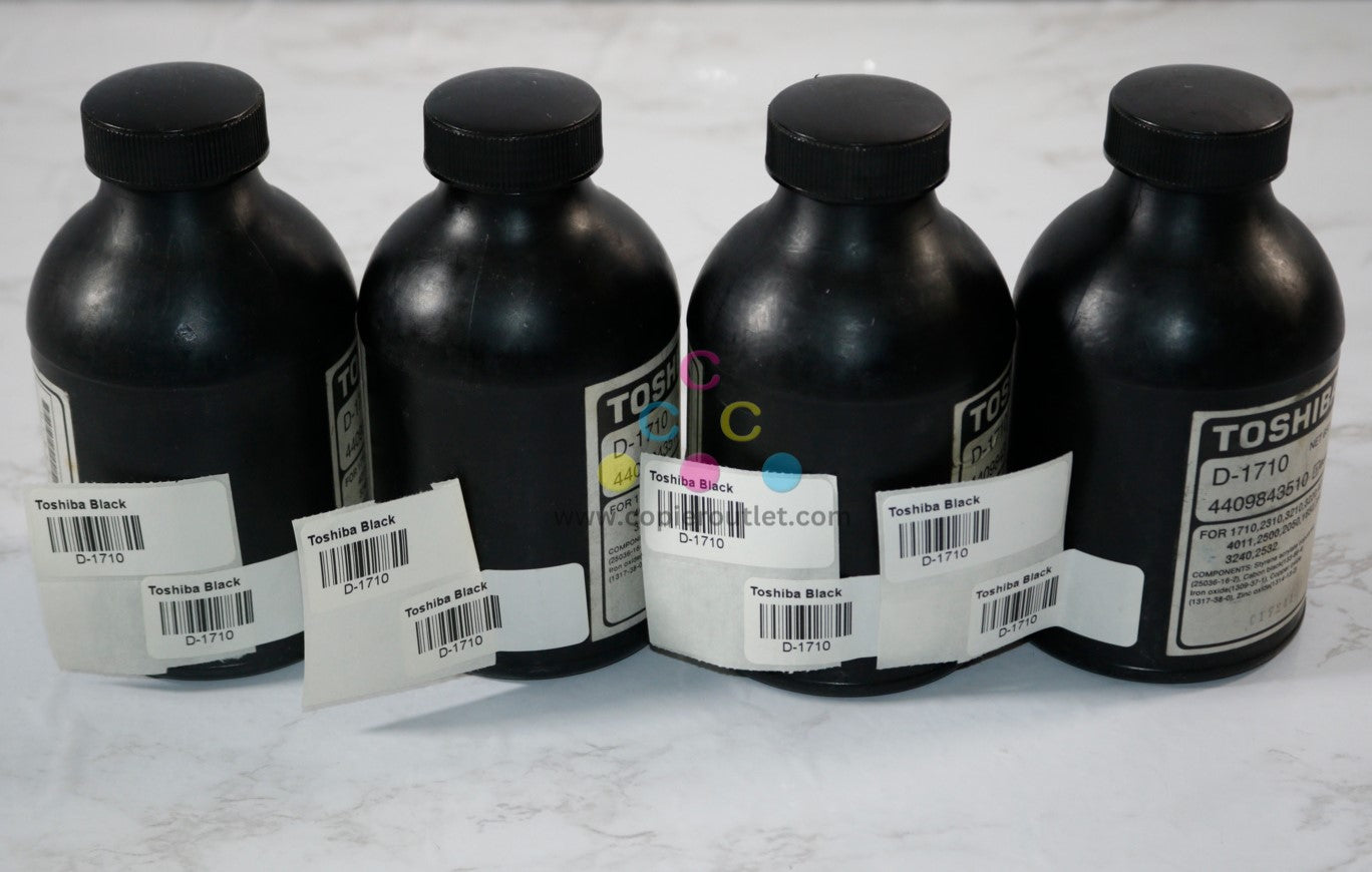 4 New OEM Toshiba eSTUDIO 20,25,250 Black Developer Bottles D-1710, 4409843510