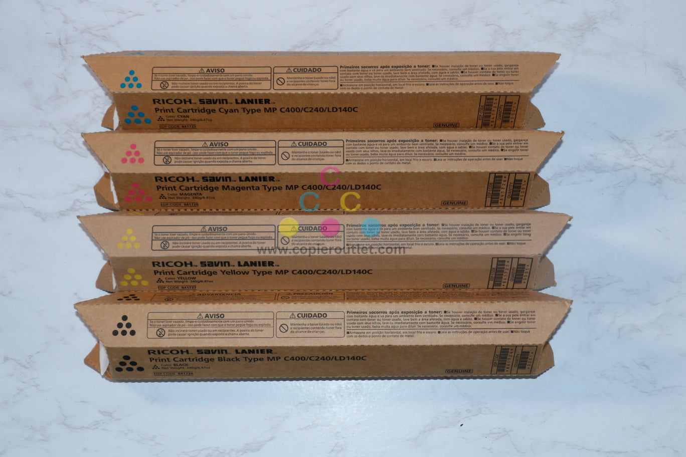 4 OEM Ricoh MP C400,C240,LD140C,C401 CMYK Toner Set 841724,841725,841726,841727