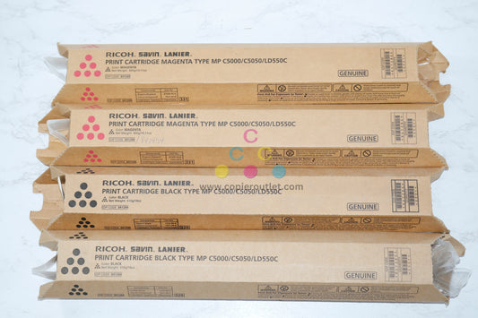 4 OEM Ricoh C5000,C5050,LD550C MMKK Toners 841284,841286 (3 New & 1 Open)