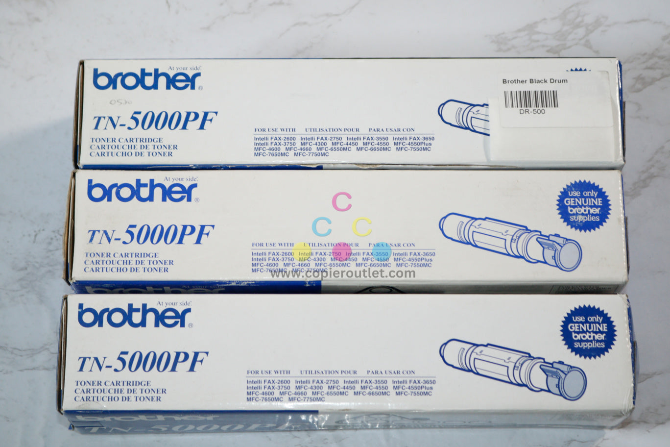 3 Genuine Brother Intelli FAX-2600,2750,3550,3650 Black Toner Cartridges TN-5000PF