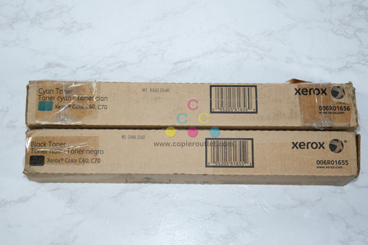 Open OEM Xerox Color C60,C70 Cyan & Black Toner Cartridges 006R01655,006R01656