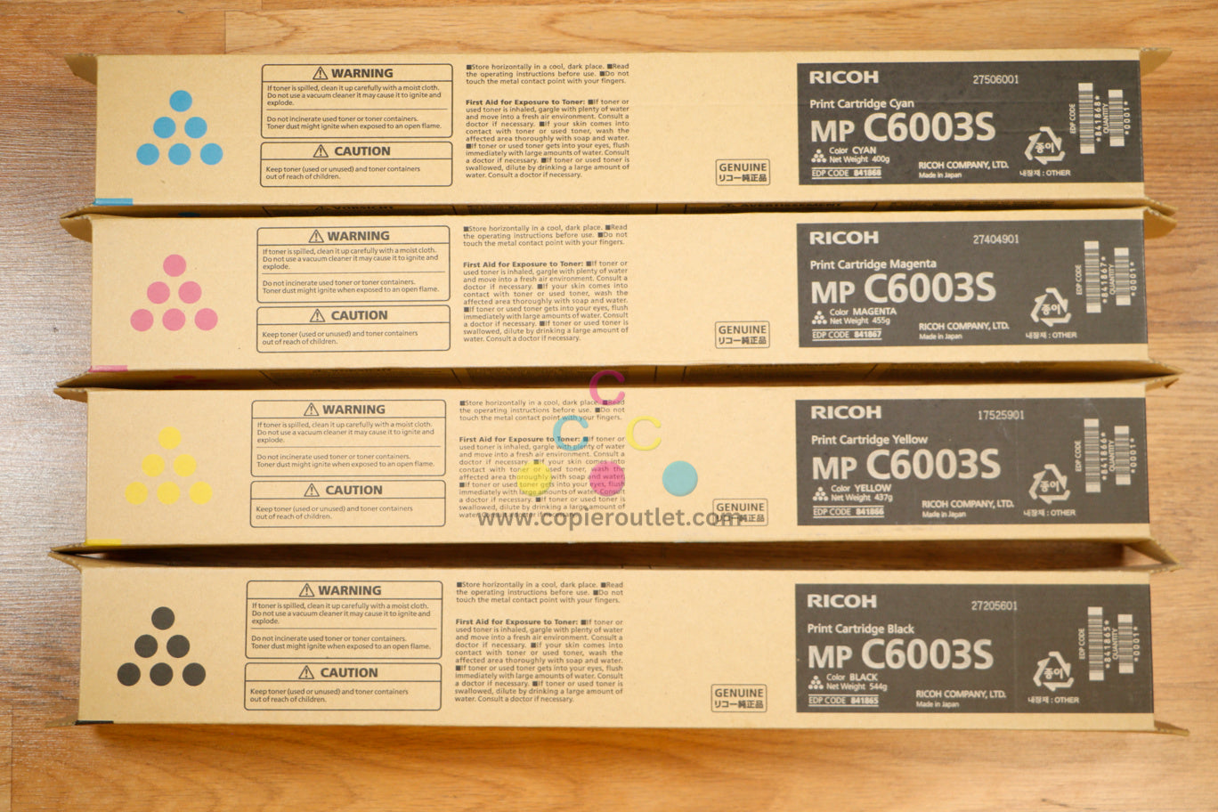 4 NEW OEM Ricoh MPC6003S MPC4503 MPC5503 CMYK Toners 841865,66,67,68