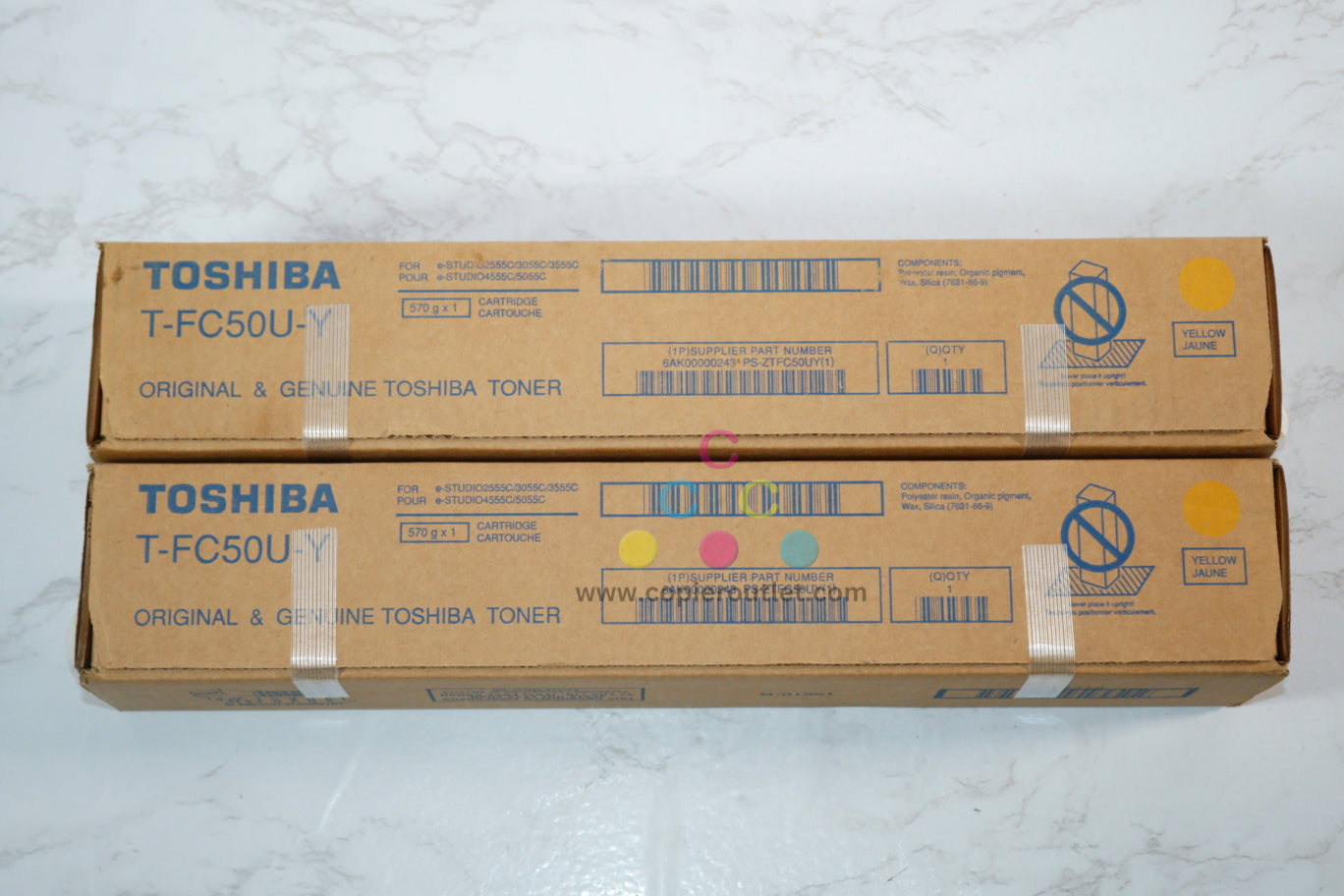 2 New OEM Toshiba eSTUDIO 2555C/3055C Yellow Toner Cartridges T-FC50U-Y(TFC50UY)