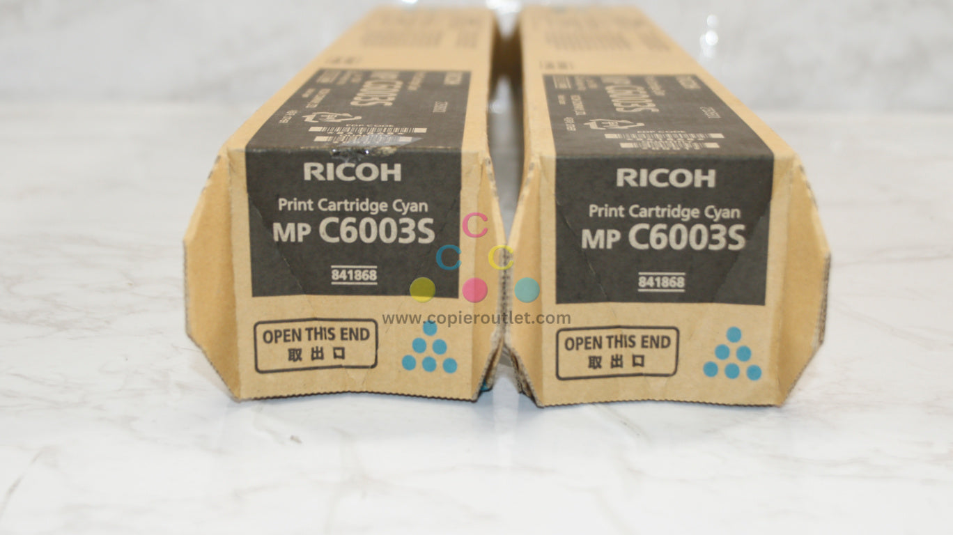 2 Genuine Ricoh MP C6003S,C4503,C5503 Cyan Toners 841868, Same Day Shipping