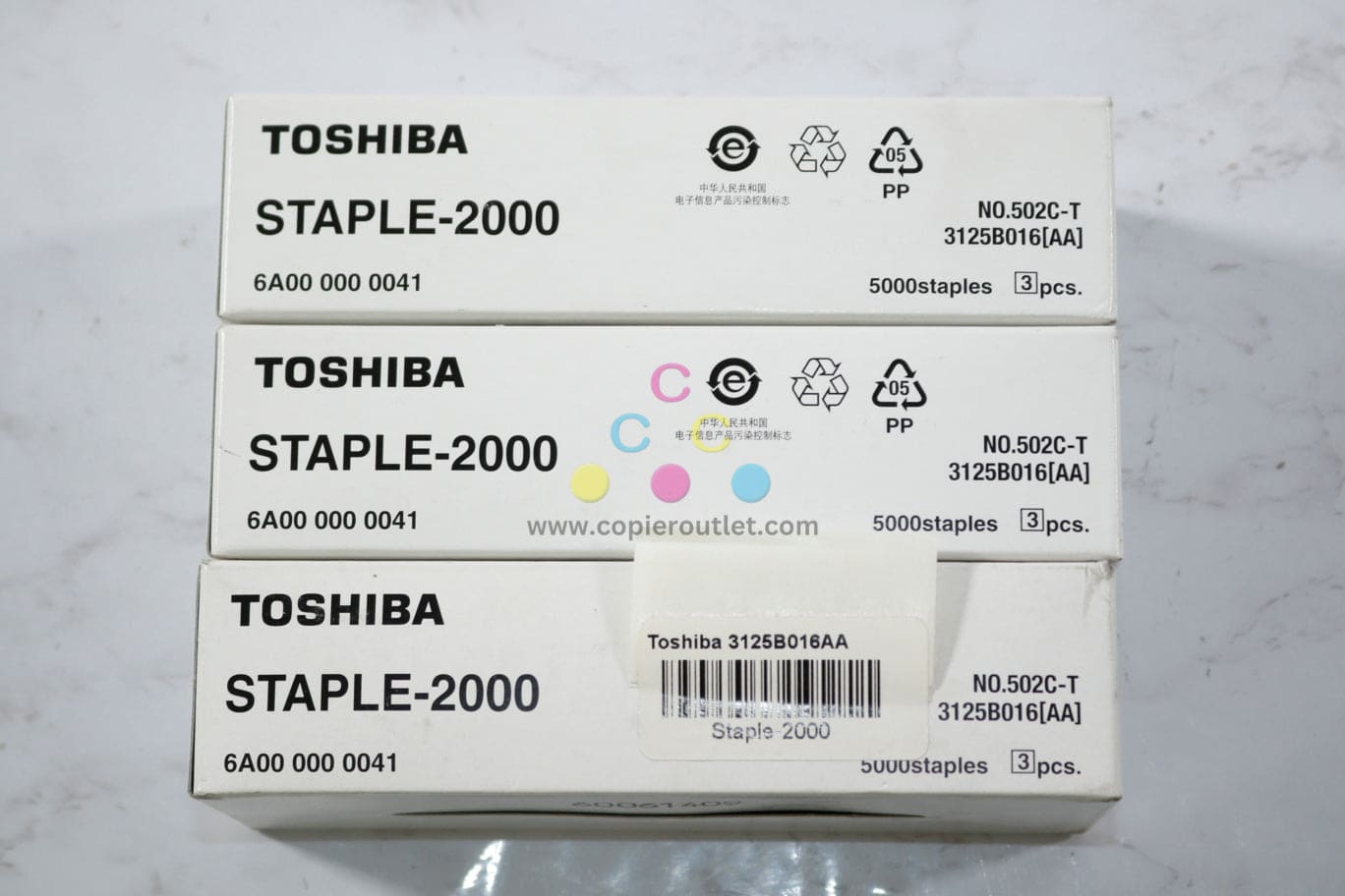 3 New OEM Toshiba E Studio 202L,230,232,2330C STAPLE-2000 Cartridges, NO.502C-T