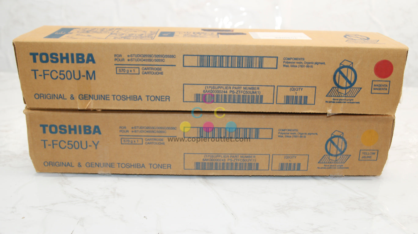 2 Open OEM Toshiba eSTUDIO 2555C/3055C Toner Cart. T-FC50U Magenta & Yellow