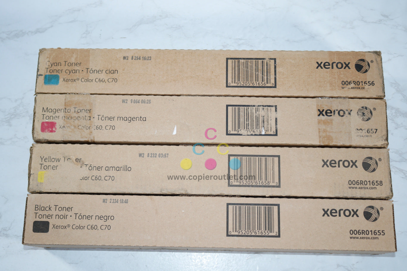 New Genuine Xerox Color C60,C70 CMYK Toner Set 006R01655,6R01656,6R01657,6R01658