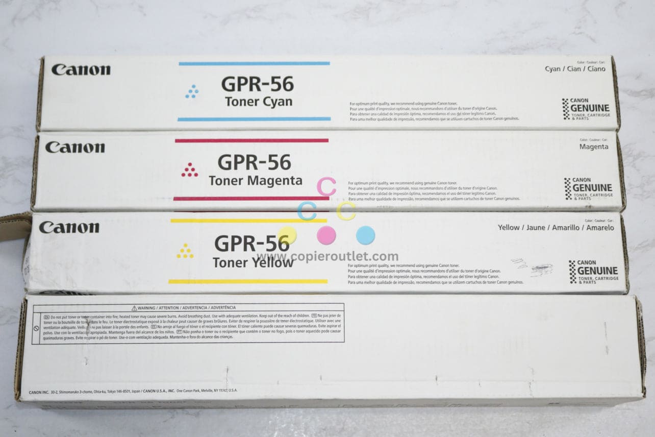 4 OEM Canon iR ADVANCE C7565i,C7570i,C7580i GPR-56 CMYK Toners (Open Yellow)