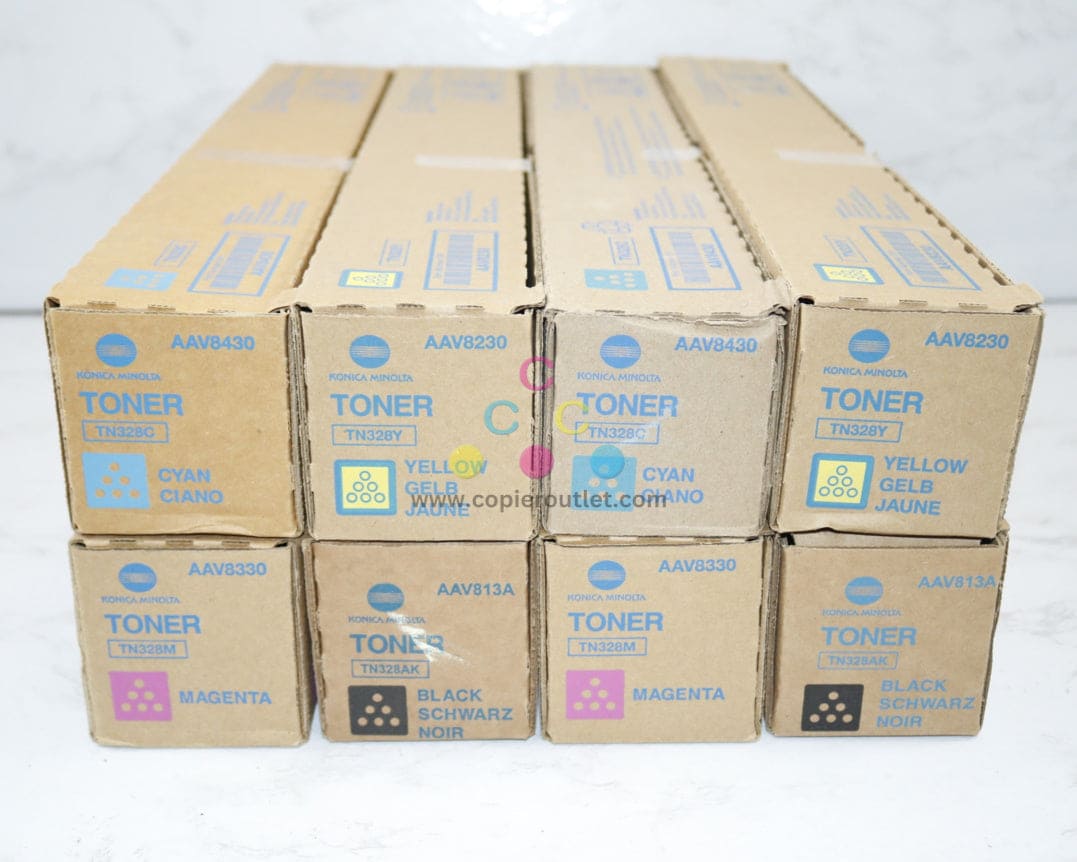 8 Genuine  Konica BH C250i,C300i,C360i TN328 CMYK(AK) Toners Same Day Ship