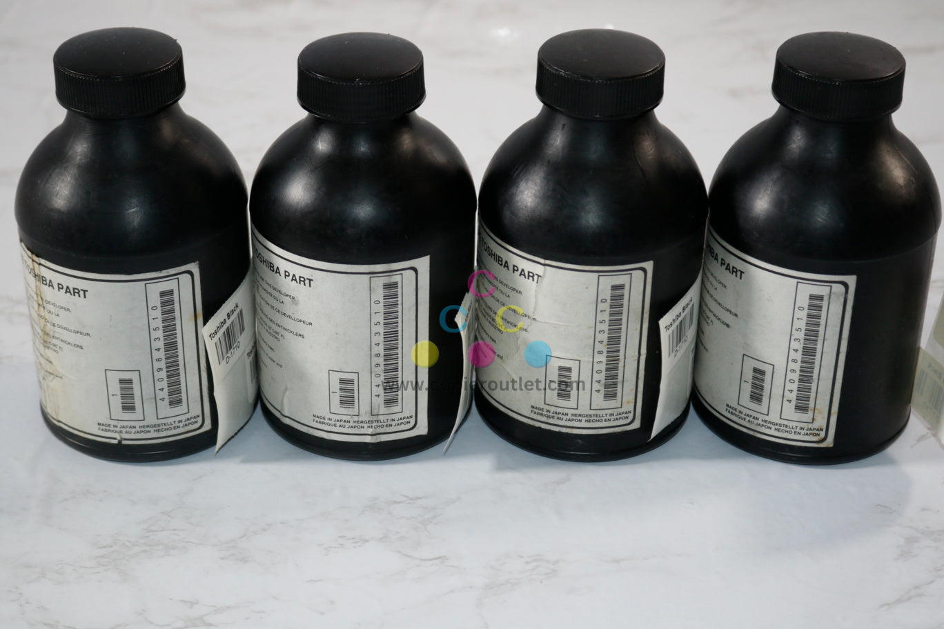 4 New OEM Toshiba eSTUDIO 20,25,250 Black Developer Bottles D-1710, 4409843510