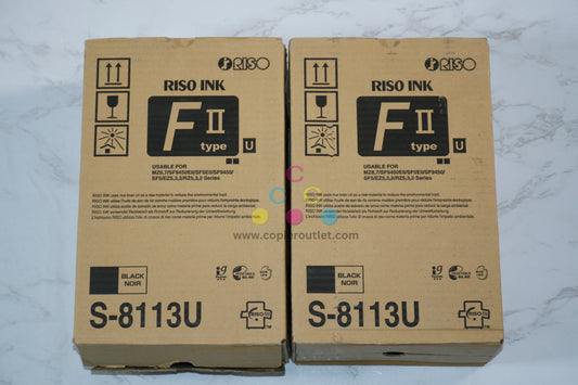 2 OEM Riso EZ 220EZ, 221, 390, 391 Black Ink Cartridges,  F II Type / S-8113UA (2 per Box)