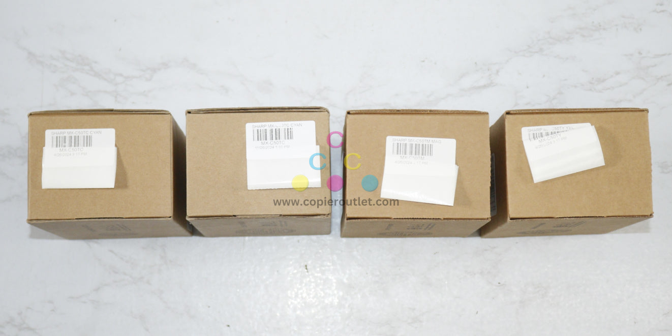 4 New OEM Sharp MX-C407F, MX-C507F CCMY Toners MX-C50TC, MX-C50TM,MX-C50YTY