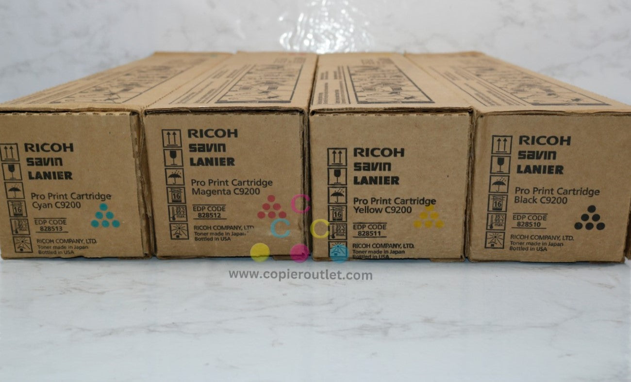 4 New OEM Ricoh Pro C9200, C9210 CMYK Toners 828510,828511,828512,828513