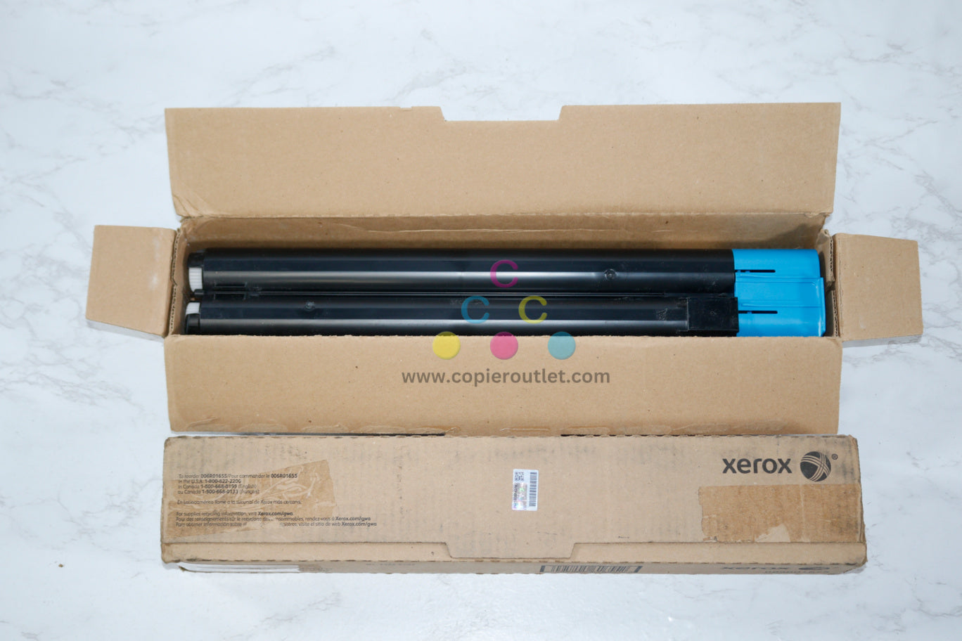 Open OEM Xerox Color C60,C70 Cyan & Black Toner Cartridges 006R01655,006R01656