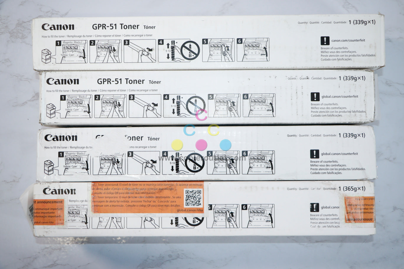 Cosmetic OEM Canon imageRUNNER C250,C255,C350,C355 CMYK Toner Full Set GPR-51