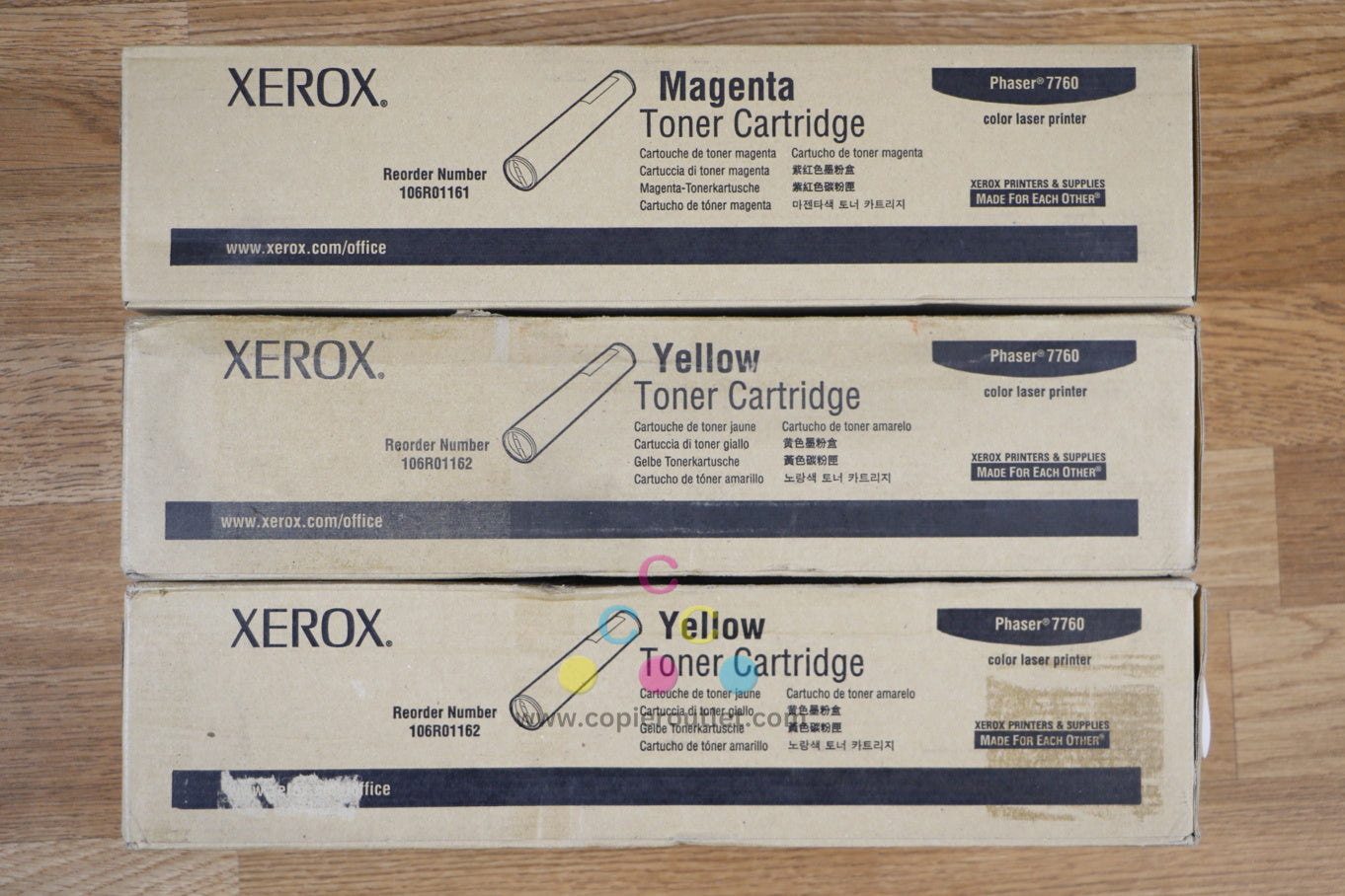 OEM Xerox Phaser 7760 MYY Toner Cartridges 106R01161 / 106R01162 Same Day Ship!!