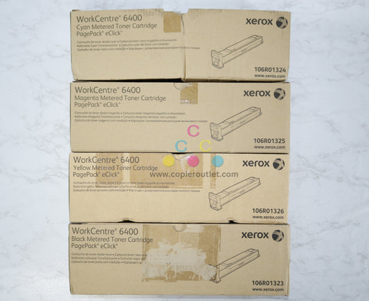 4 Cosmetic OEM Xerox WorkCentre6400 CMYK Metered Toner Carts 106R01323,24,25,26