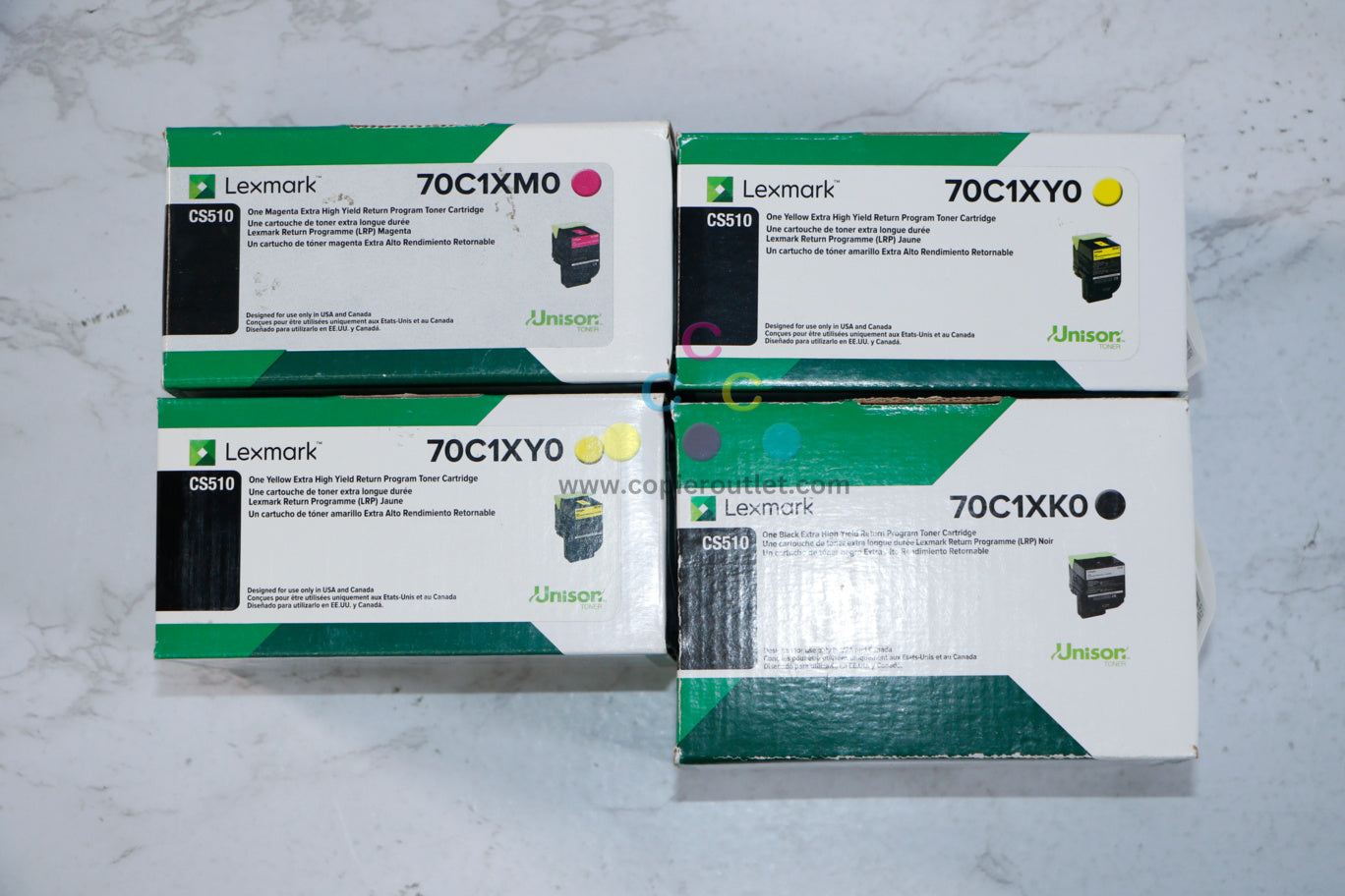 New Genuine Lexmark CS510 Extra High Yield MYYK Toner Cartridge 70C1XM0,Y0,K0