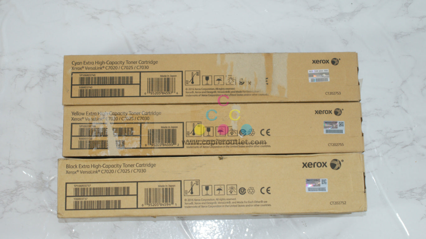 OEM Xerox VersaLink C7020,C7025,C7030 Extra High-Capacity CYK Toner 106R03737,38,40