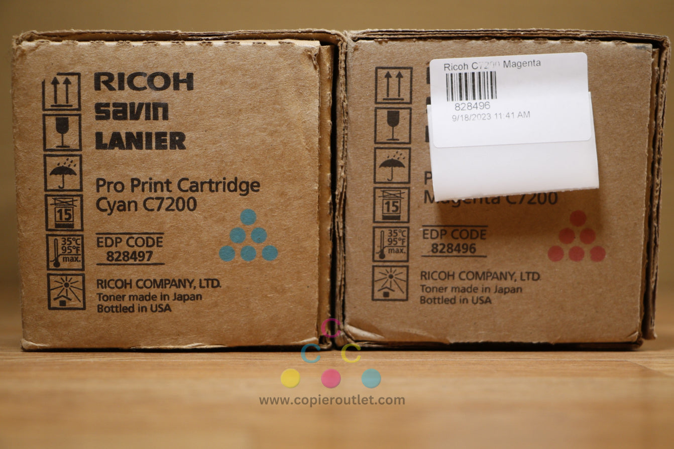 Genuine Ricoh C7200 CM Toner Cartridges 828497 828496 Pro C7200e C7210sx C7210x!