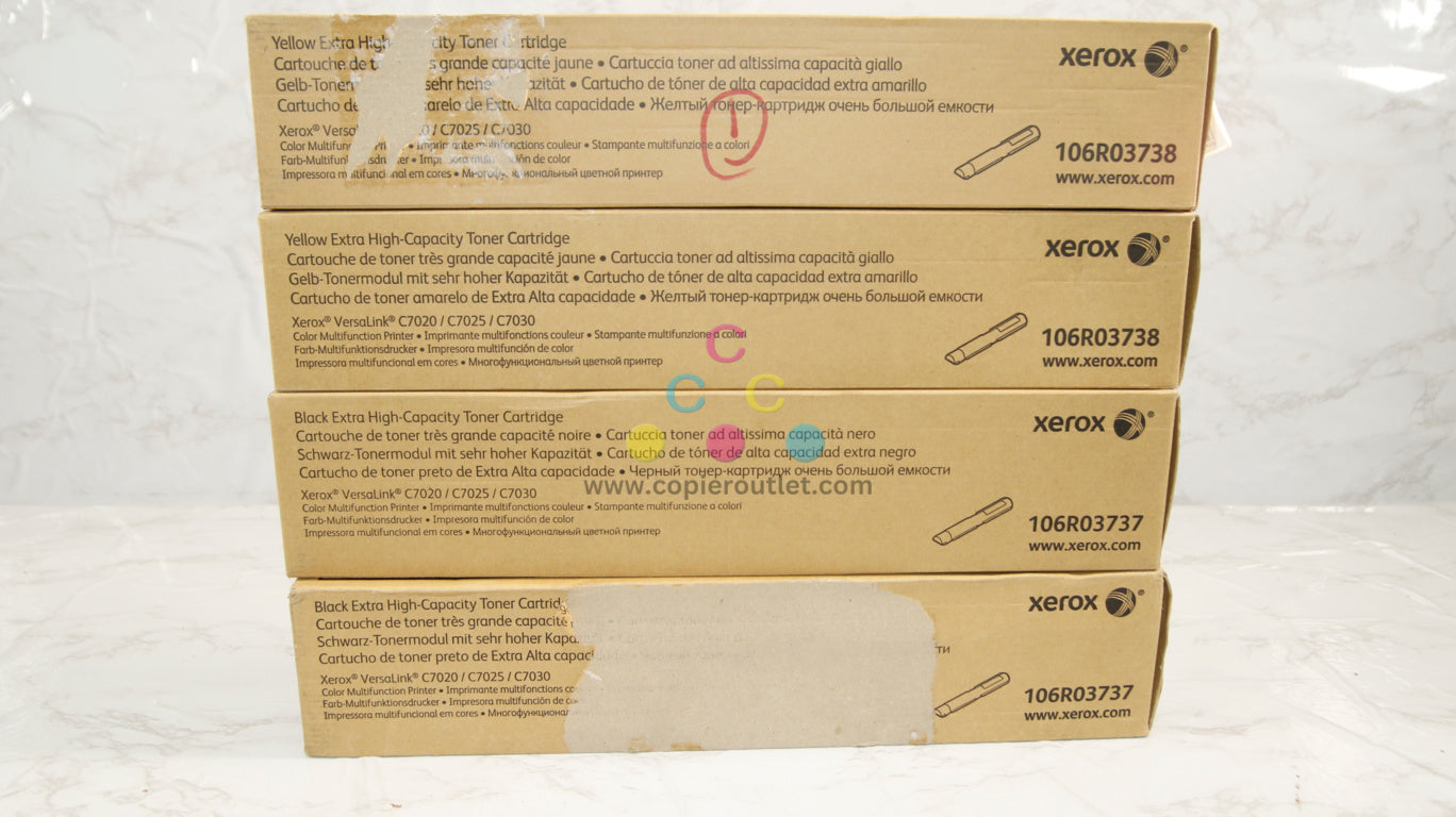 4 OEM Xerox VersaLink C7020,C7025 Extra High-Capacity YYKK Toner 106R03737,38