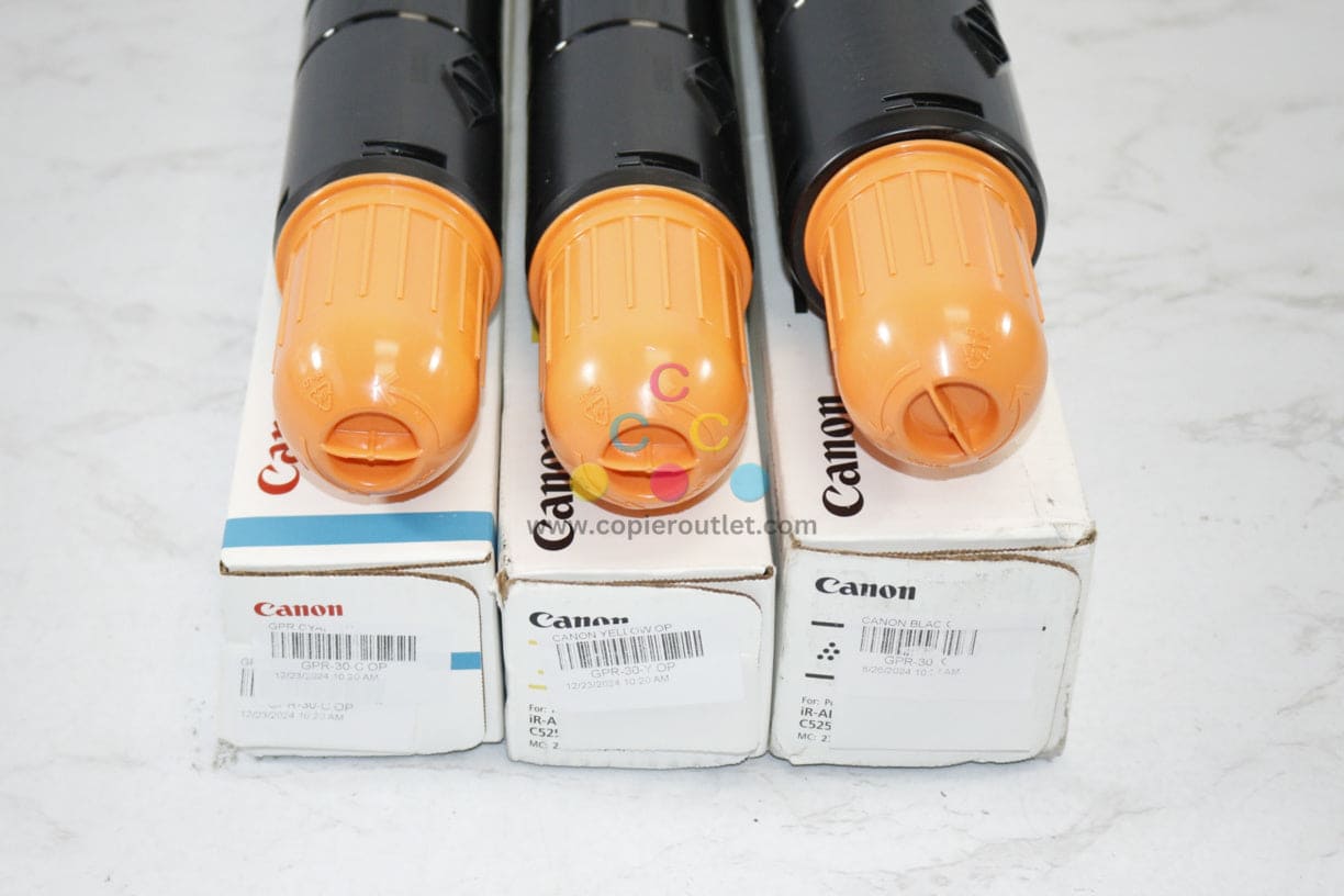 3 Open OEM Canon iR ADV C5045,C5250,C5255 CYK Toners GPR-30C,GPR-30Y,GPR-30K