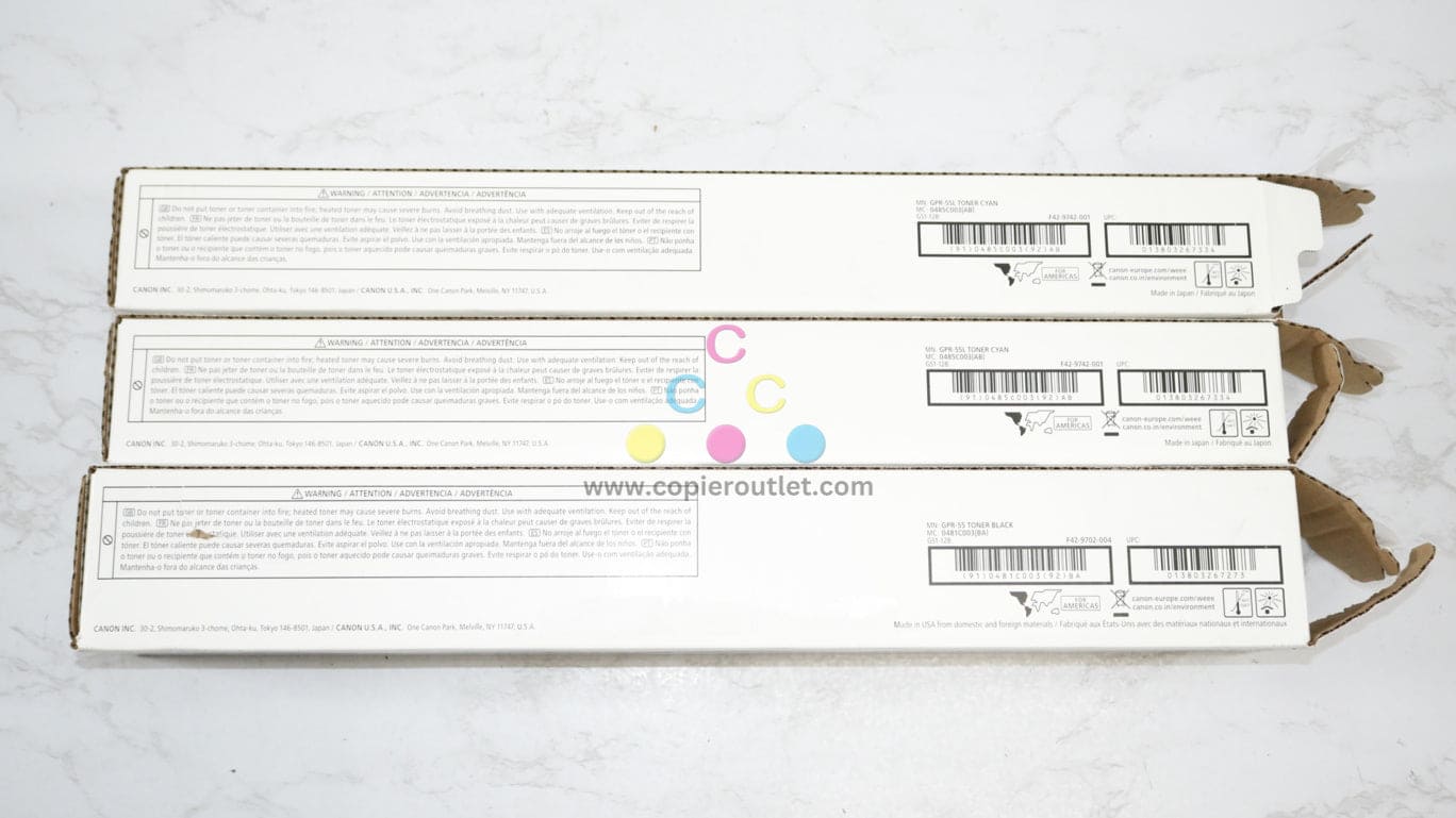 3 Open OEM Canon iR C5535/C5550 Toner GPR-55L C,C, GPR-55k 0485C003AB,0481C003BA