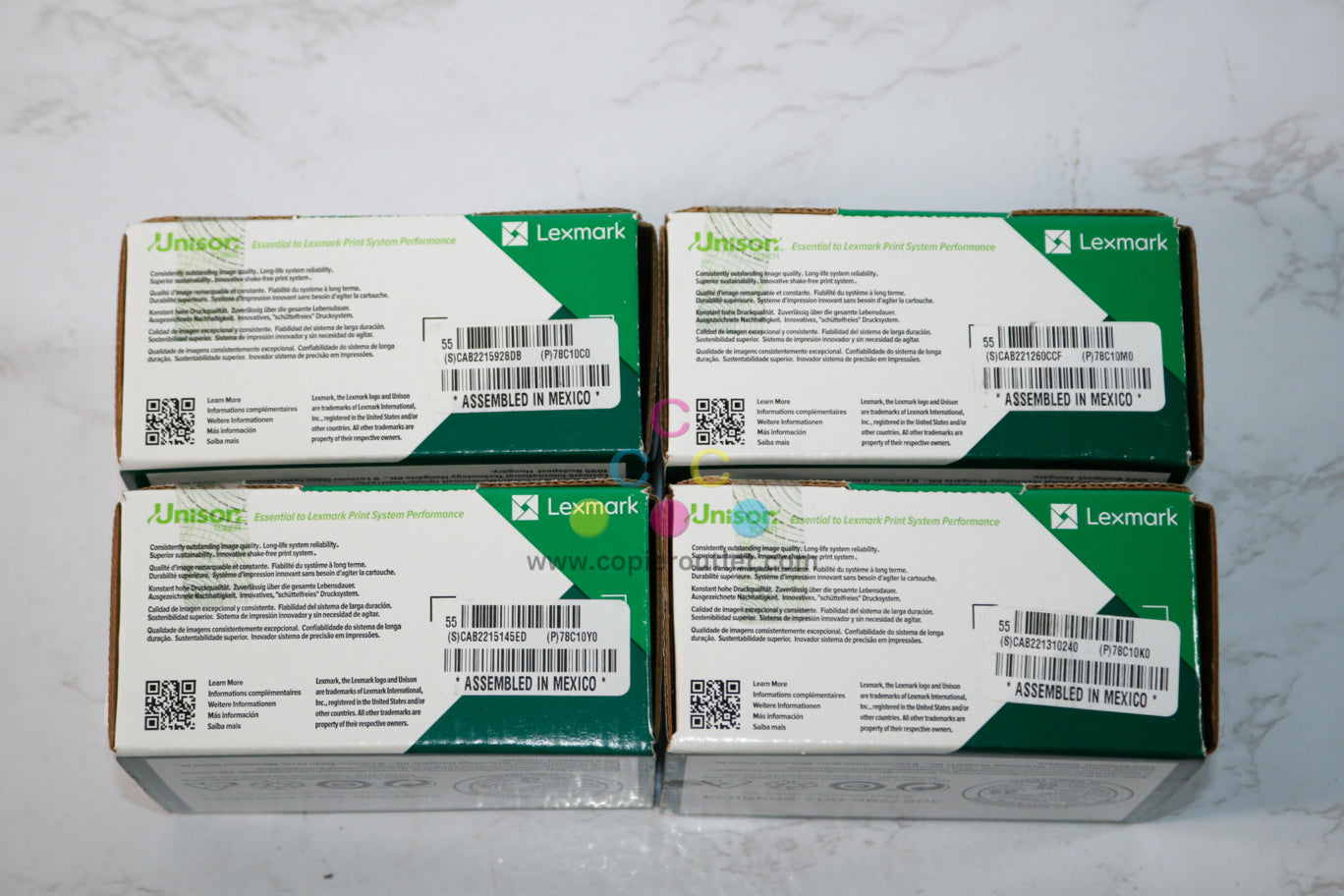 4 OEM Lexmark CS421dn,CS521dn,CS622de CMYK Toners 78C10C0,78C10M0,78C10Y0,78C10K0