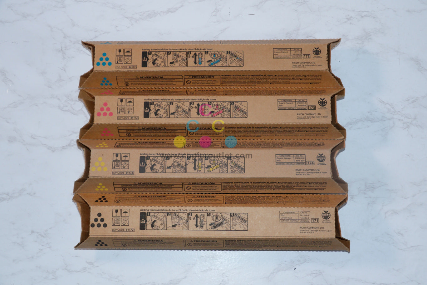 4 OEM Ricoh MP C400,C240,LD140C,C401 CMYK Toner Set 841724,841725,841726,841727