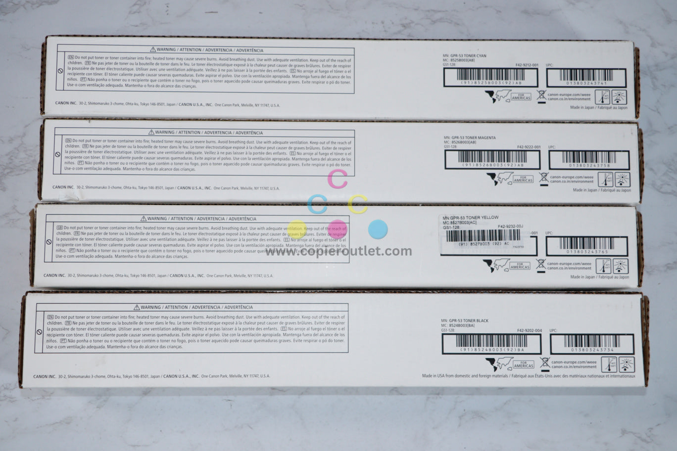 OEM Canon imageRUNNER C3325, C3330, C3525, C3530, C3725 GPR-53CMYK Toner Set