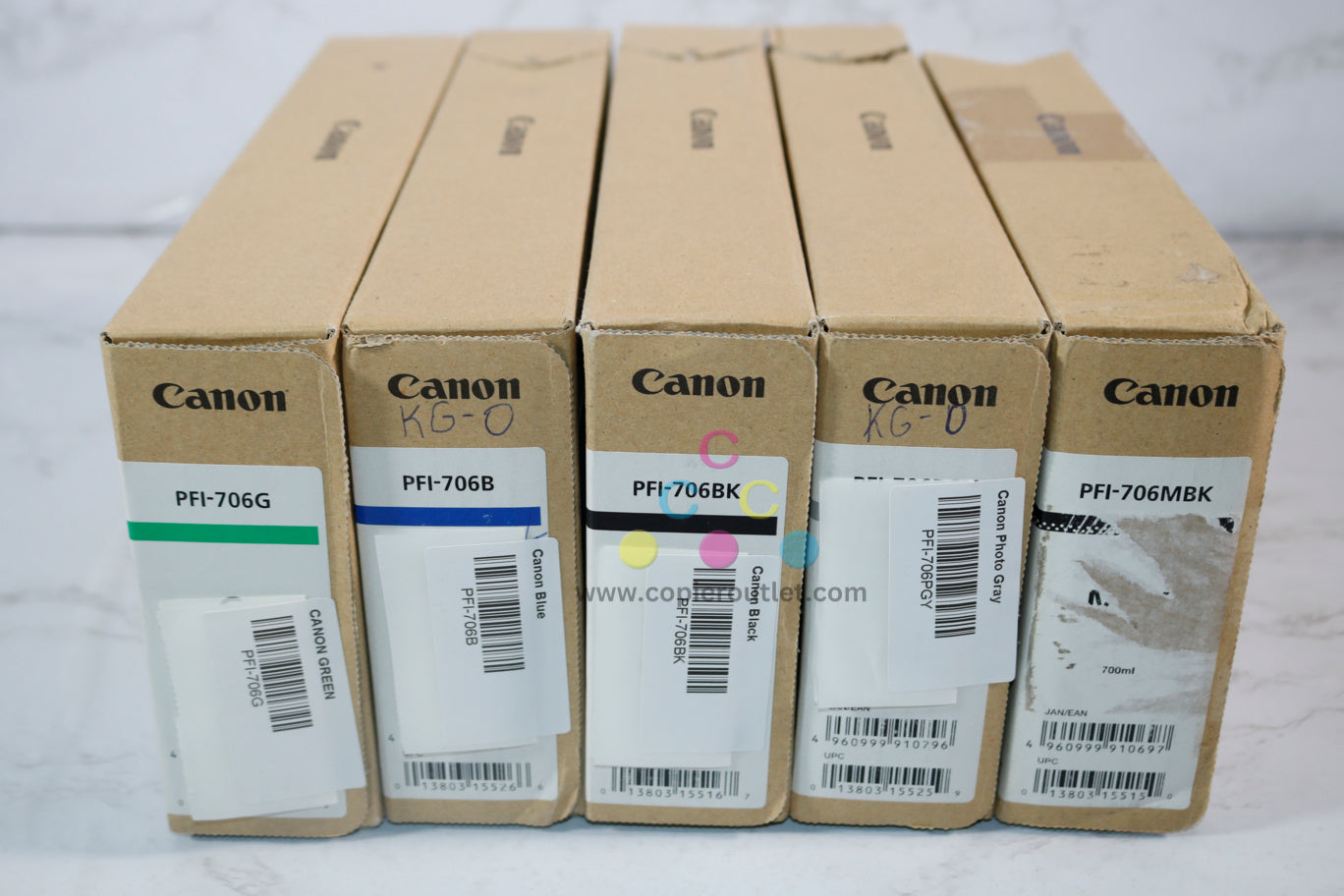 5 OEM Canon iPF8300,8400,9400 inks PFI-706MBK,PFI-706BK,PFI-706PGY,PFI-706G,PFI-706B