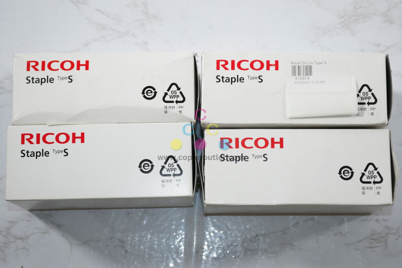 4 New OEM Ricoh SR3000, SR3100, Type S Staple Cartridges, 412874, N0.581R-AM