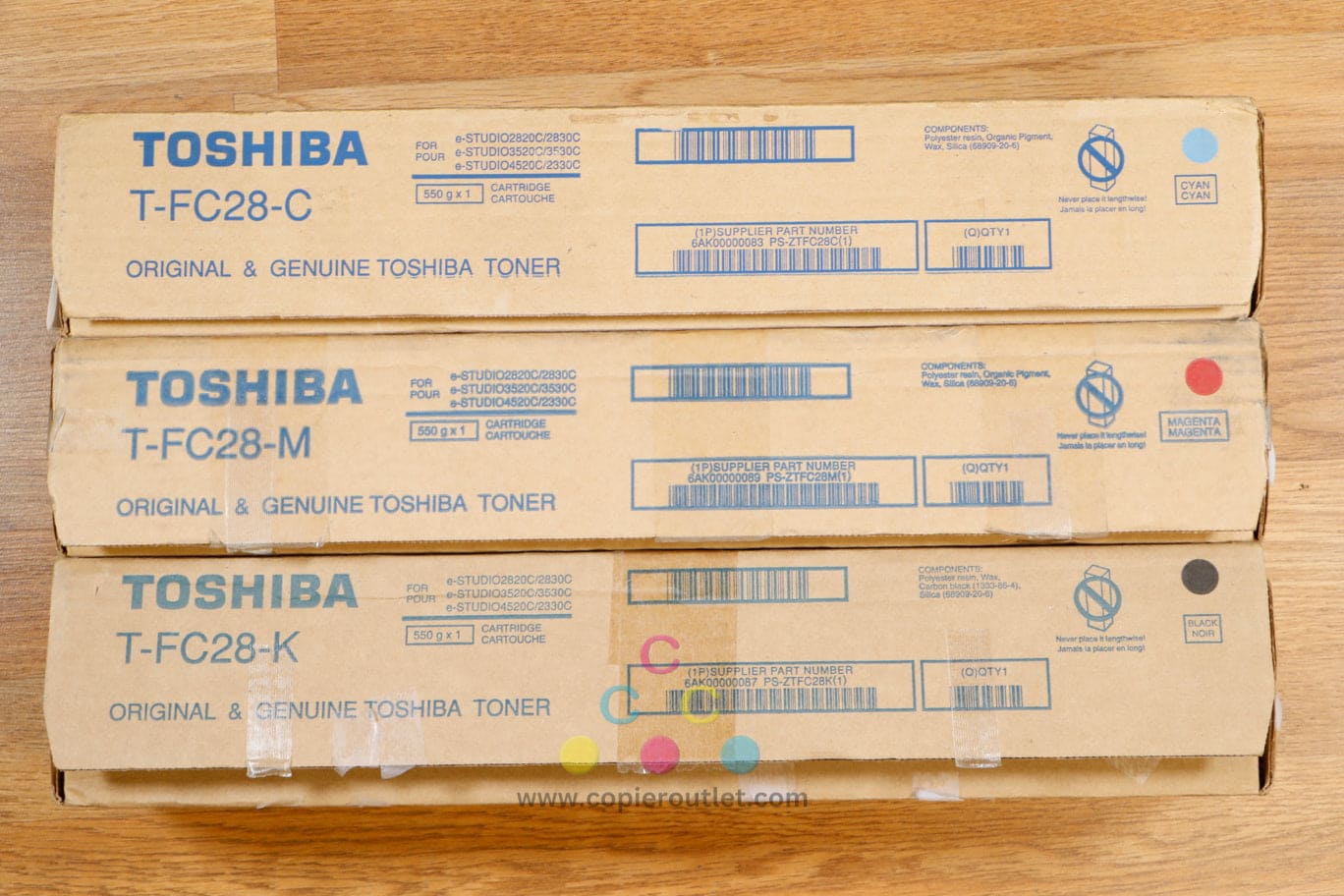 No Seal Genuine Toshiba T-FC28 CMK Toner Carts eSTUDIO 2330C 2820C 3530C 4520C !