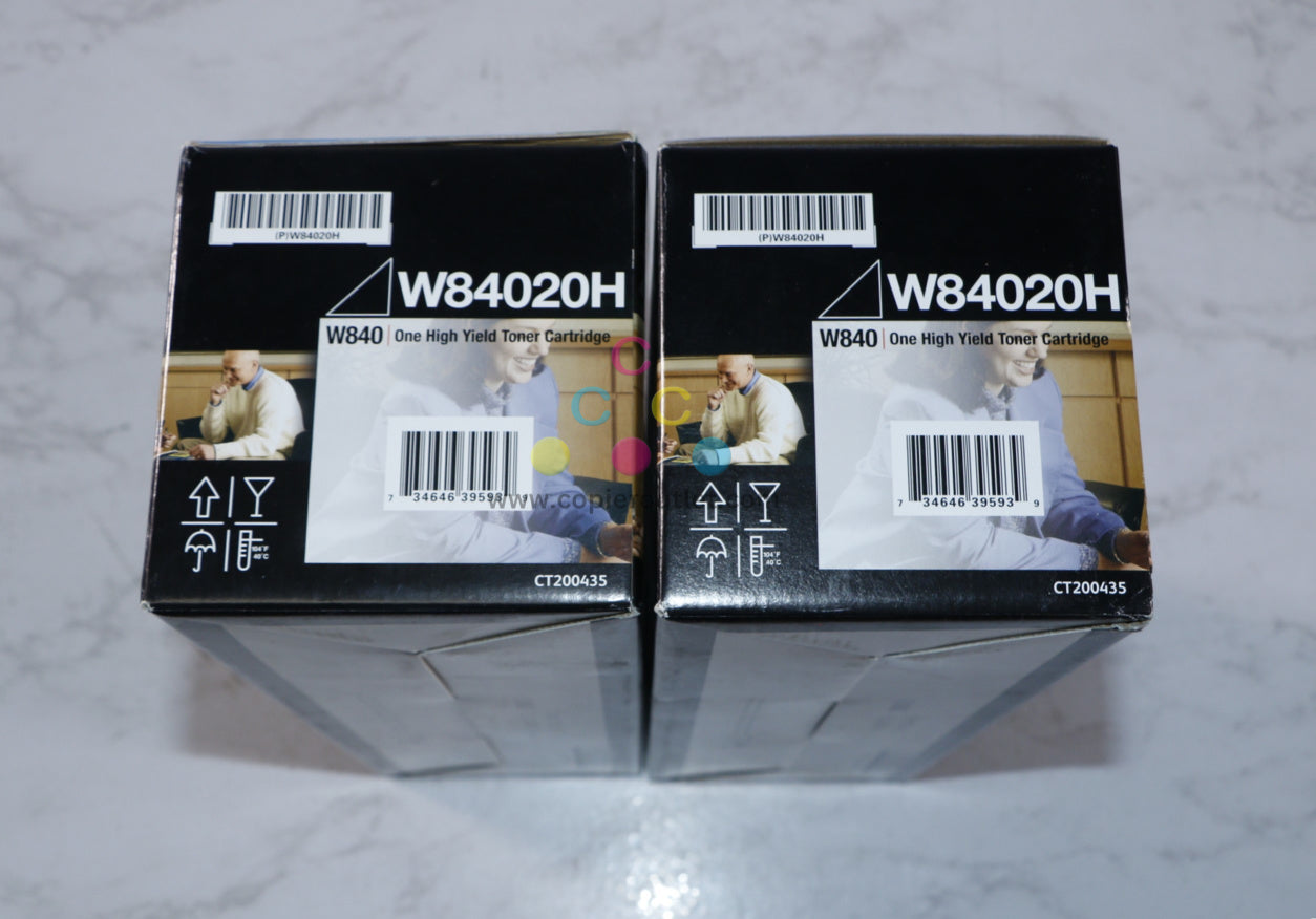 2 New Genuine Lexmark W840 High Yield Black Toners W84020H, Same Day Shipping