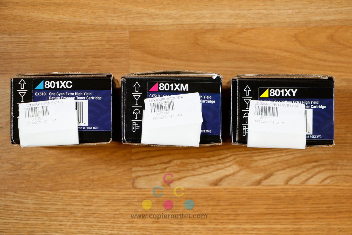 Lexmark 801X/CMY Extra High Yield Return Program Toner Cartridges CX510 Printers
