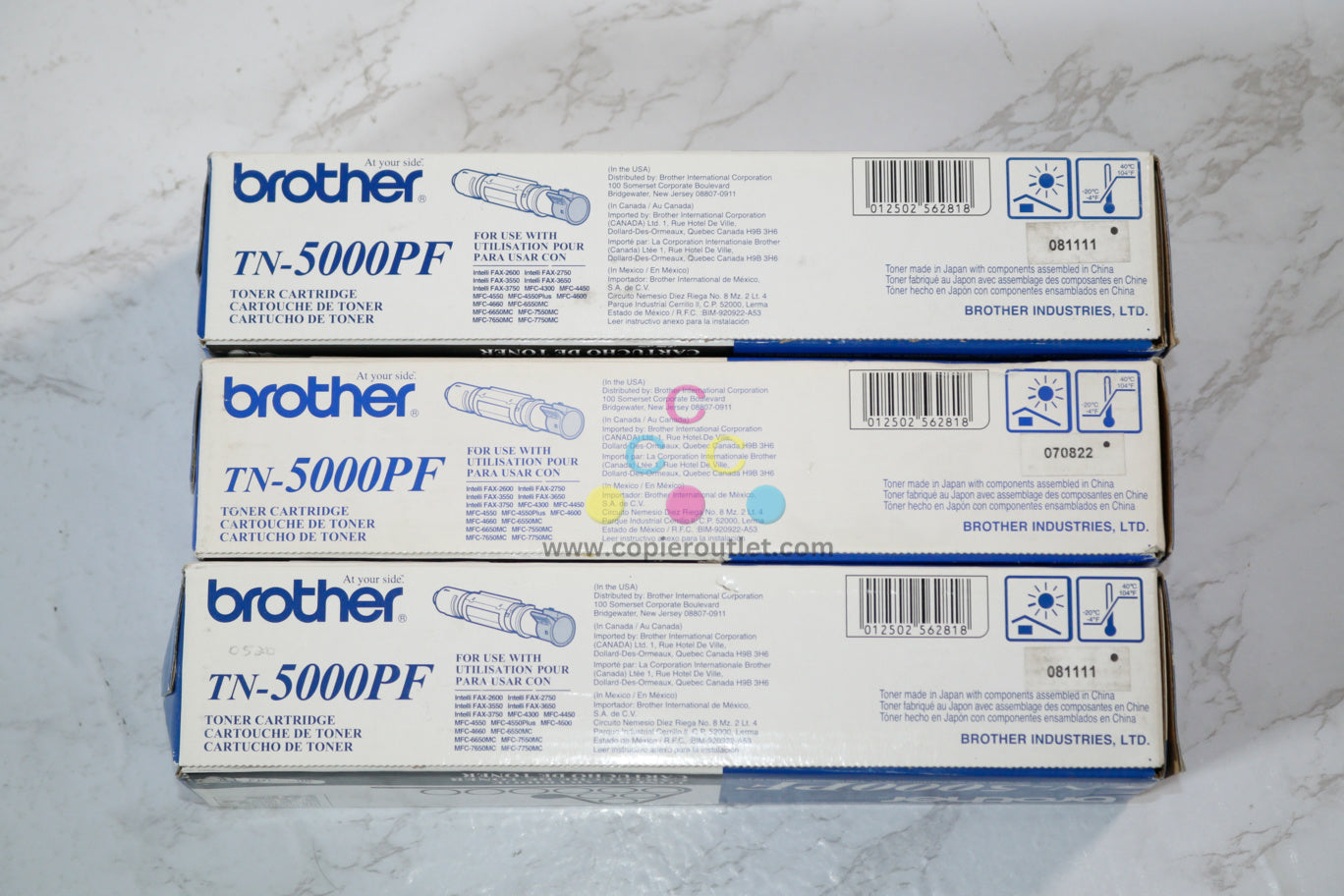 3 Genuine Brother Intelli FAX-2600,2750,3550,3650 Black Toner Cartridges TN-5000PF