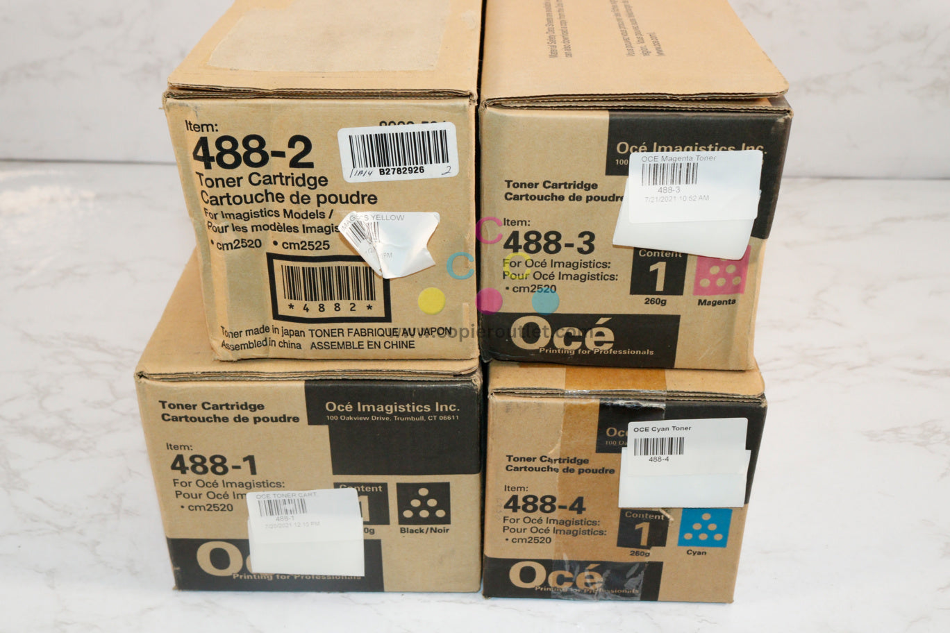 4 Cosmetic OEM Oce / Imagistic CM2520 CMYK Toner Cartridges 488-1,488-2,488-3,488-4