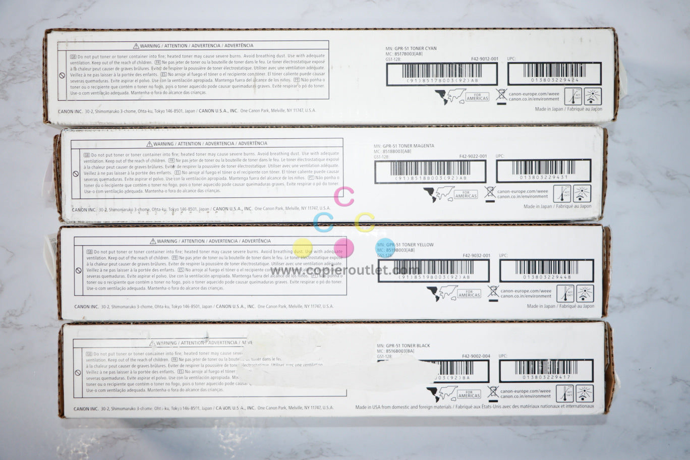 Cosmetic OEM Canon imageRUNNER C250,C255,C350,C355 CMYK Toner Full Set GPR-51