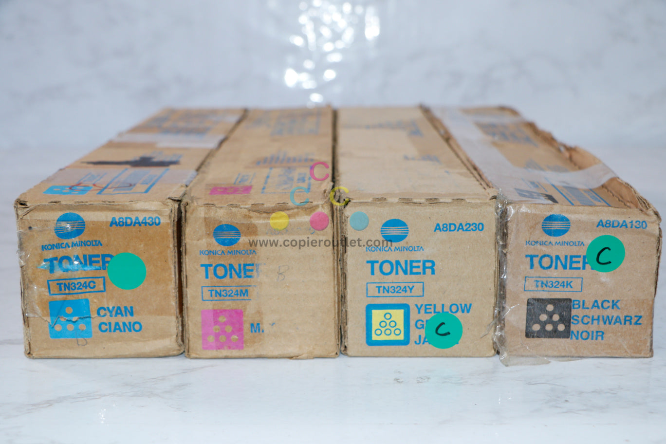 Cosmetic Genuine Konica Minolta Bizhub C258,C308,C368 TN324 CMYK Toner Cartridges