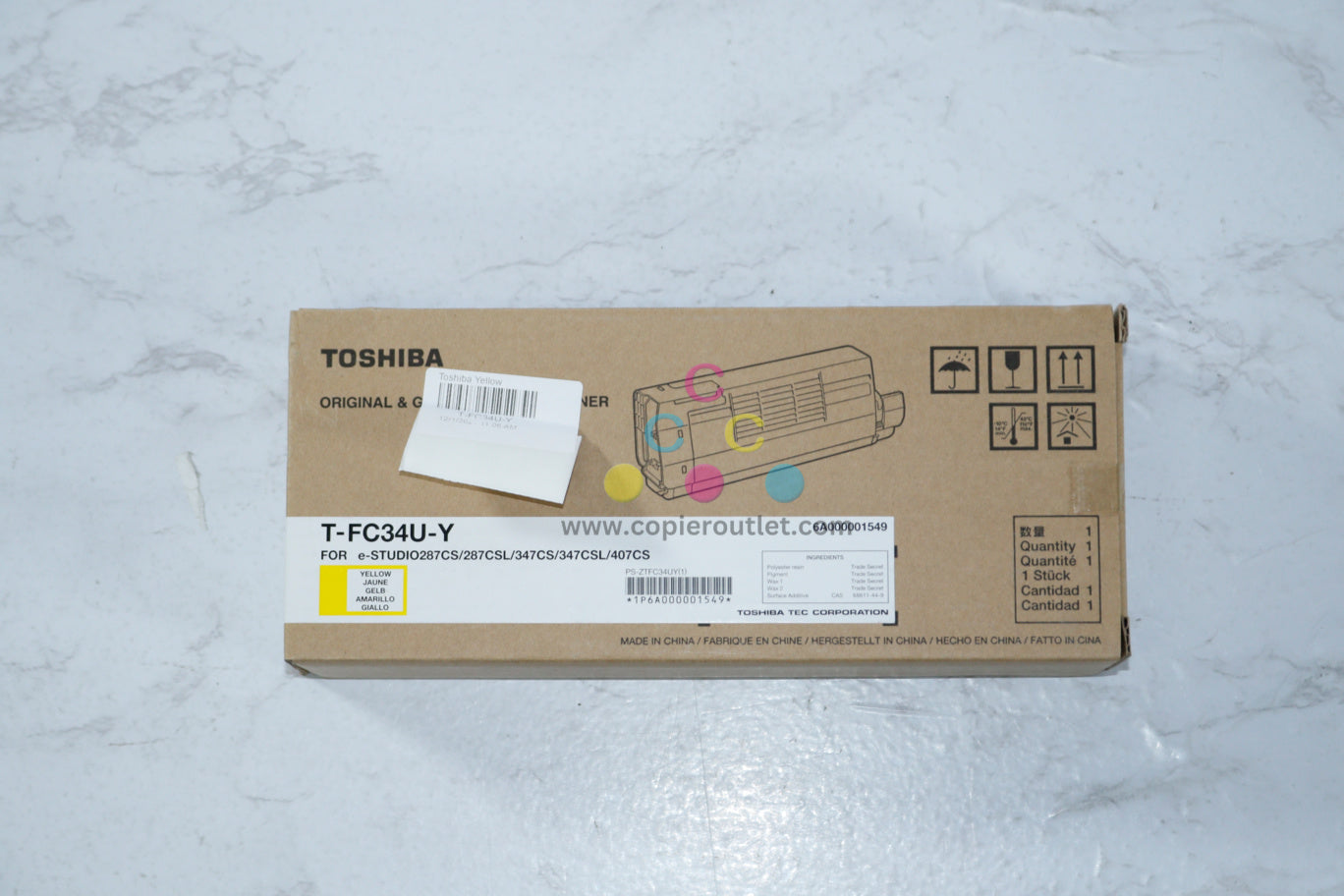 New OEM Toshiba e-Studio 287CS,347CS,407CS Yellow Toner T-FC34U-Y, TFC34UY