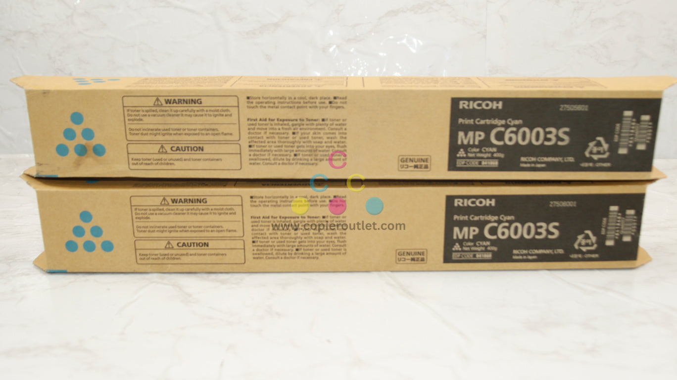 2 Genuine Ricoh MP C6003S,C4503,C5503 Cyan Toners 841868, Same Day Shipping