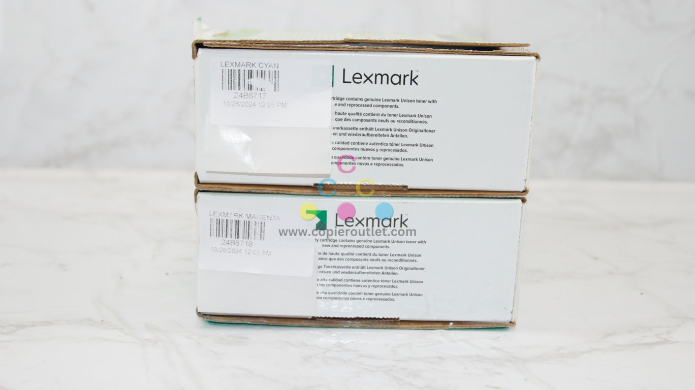 2 Cosmetic OEM Lexmark XC4140,XC4143 Cyan & Magenta Toners 24B6717 & 24B6718