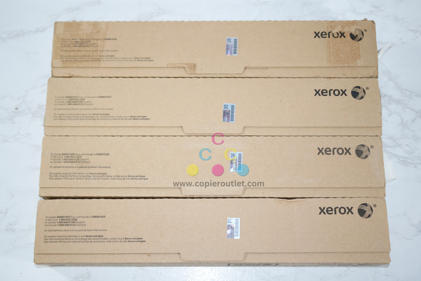 New Genuine Xerox Color C60,C70 CMYK Toner Set 006R01655,6R01656,6R01657,6R01658