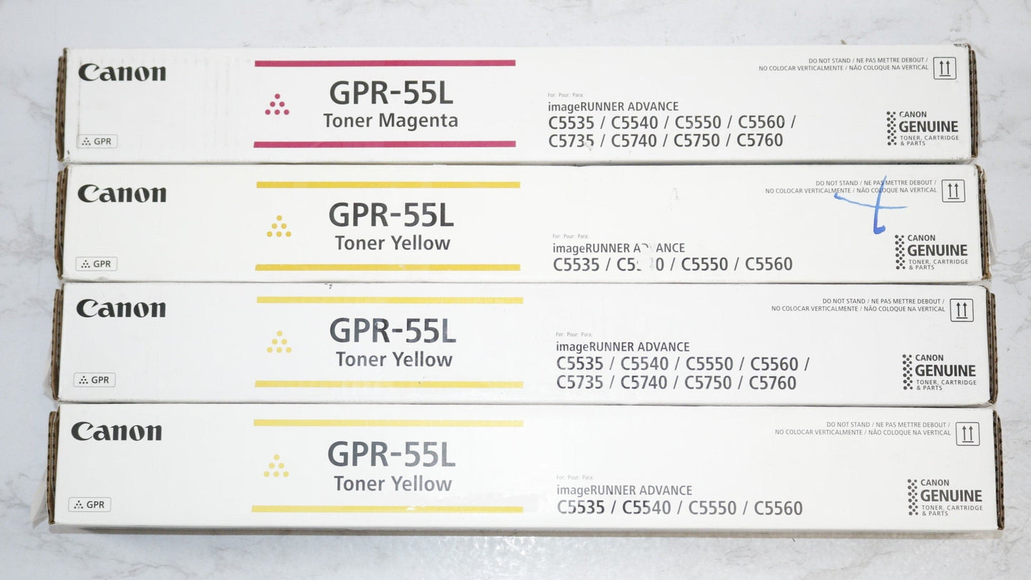 4 New OEM Canon iR-ADV C5535,C5540,C5550 Magenta and Yellow Toners GPR-55L