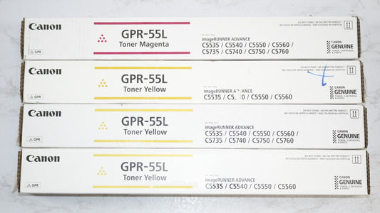4 New OEM Canon iR-ADV C5535,C5540,C5550 Magenta and Yellow Toners GPR-55L