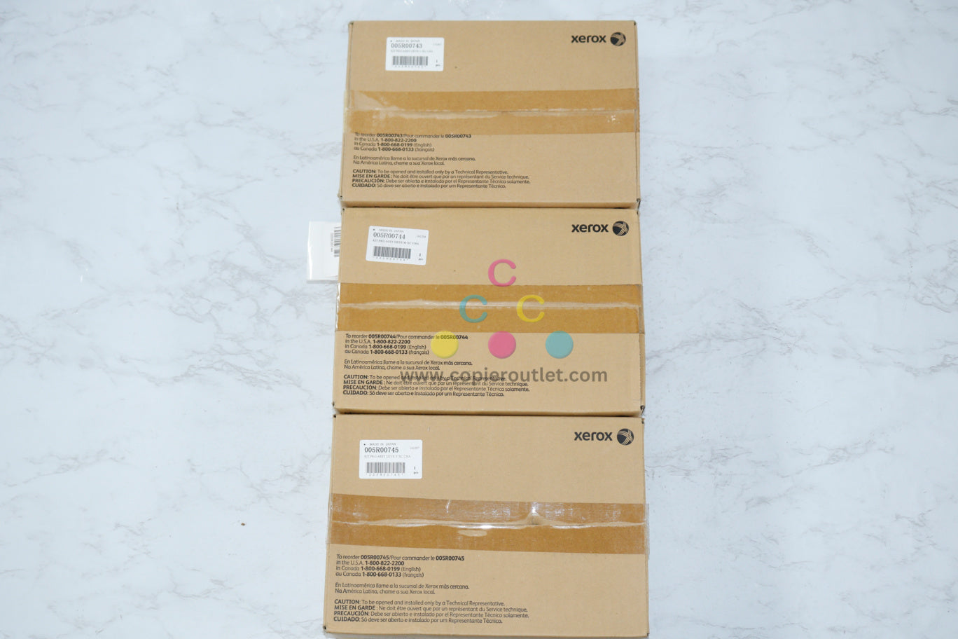 3 OEM Xerox Color 800 Press, 1000 Press CMY Developers 005R00743,44,45